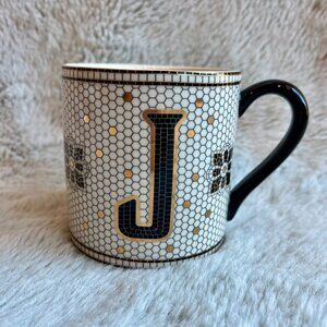 The Bistro Tile Stoneware Mug: Monogram Edition - J
